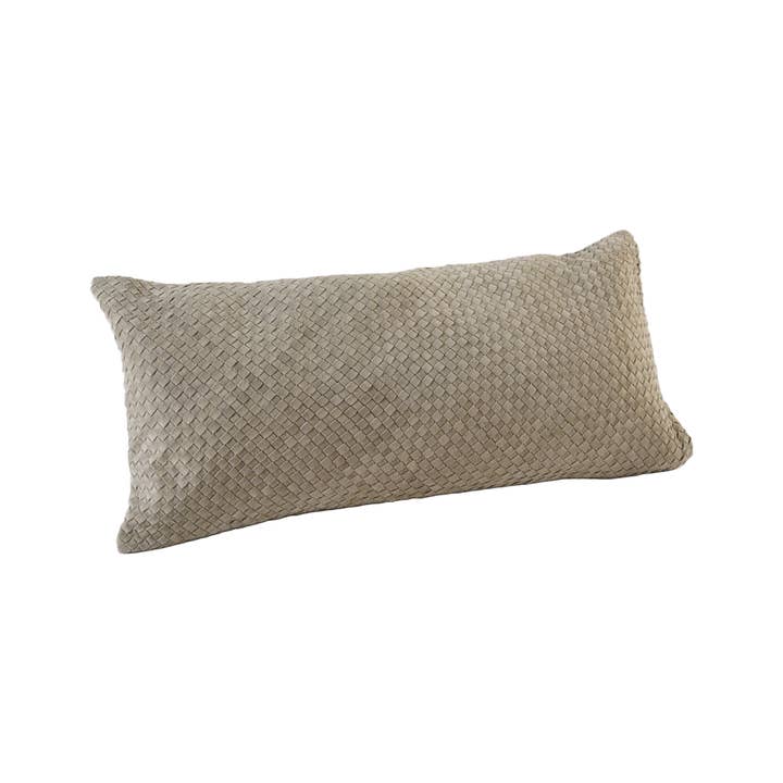 Pillow Leather Suede Lumbar Woven Cream 30"X12" *Cover Only for wholesale by Luzia Leather Home Collection