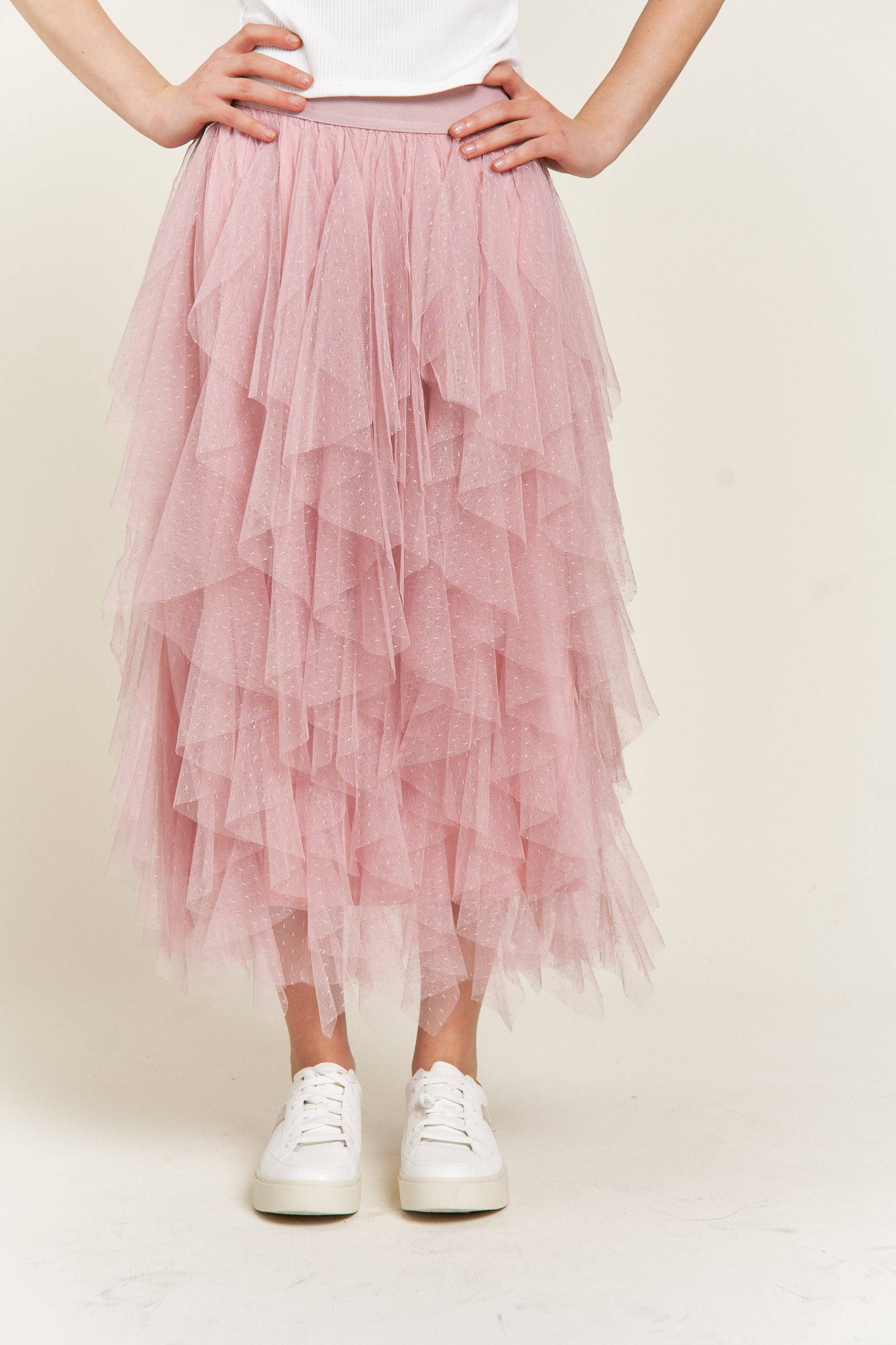 JADE BY JANE - Vendita all'ingrosso Gonna - Donna - Gonna midi a linea A con balze in tulle a pois e fodera11