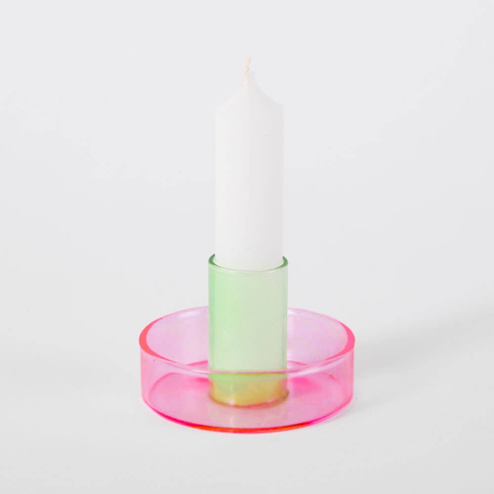 Block Design - Wholesale Candle Holder - Duo Tone Glass Candle Holder13