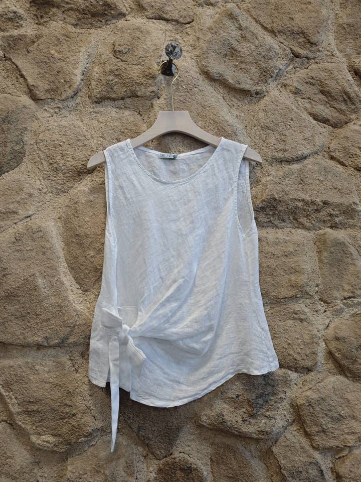 Ref-33263 BLUSA LAZO LINO 100% para venta al por mayor de Linen & More