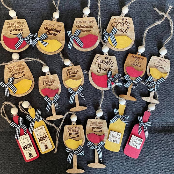 The Cracked Pig - Wholesale Ornament - Layered Birch Wine Ornaments0