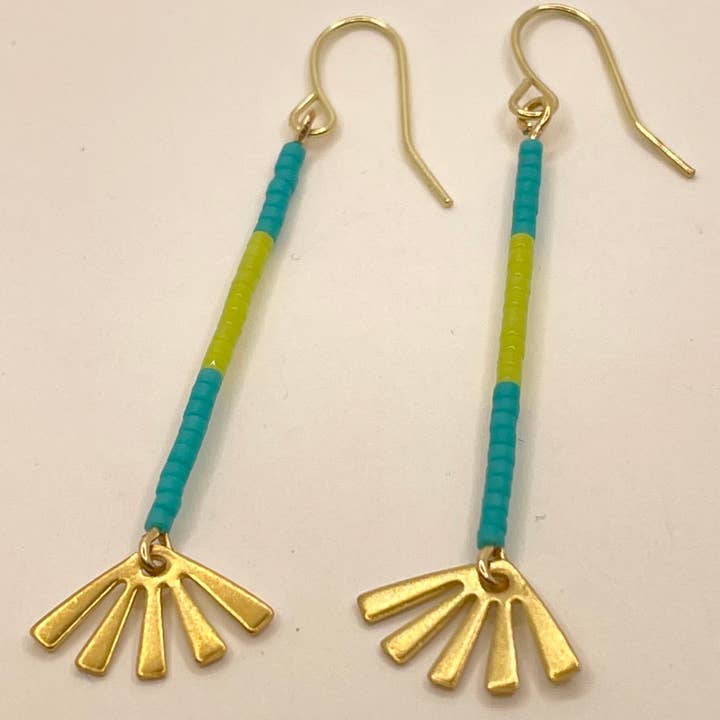 Brincos Stick - Sun Ray Turquesa/Lima por atacado de Love & Dot