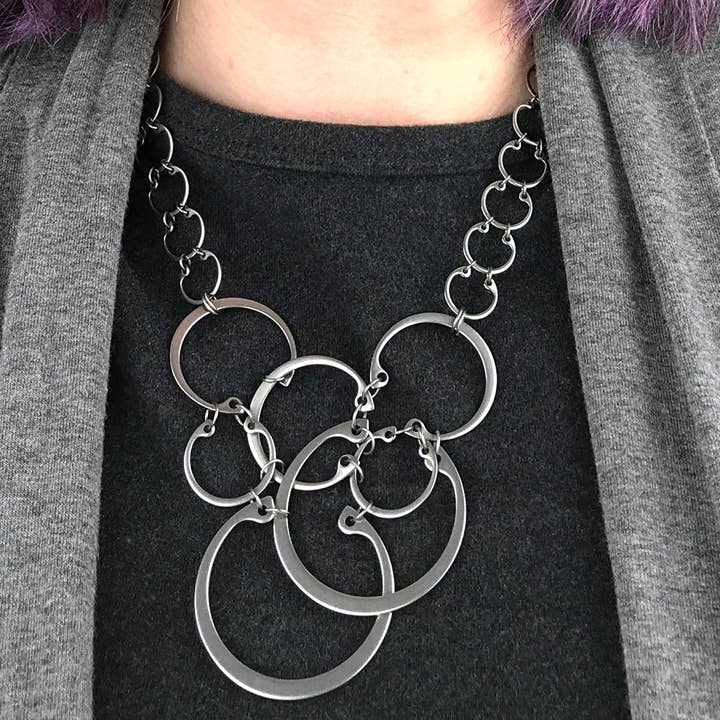 Wraptillion - Wholesale Link & Chain Necklace - Clustered Circles Necklace3