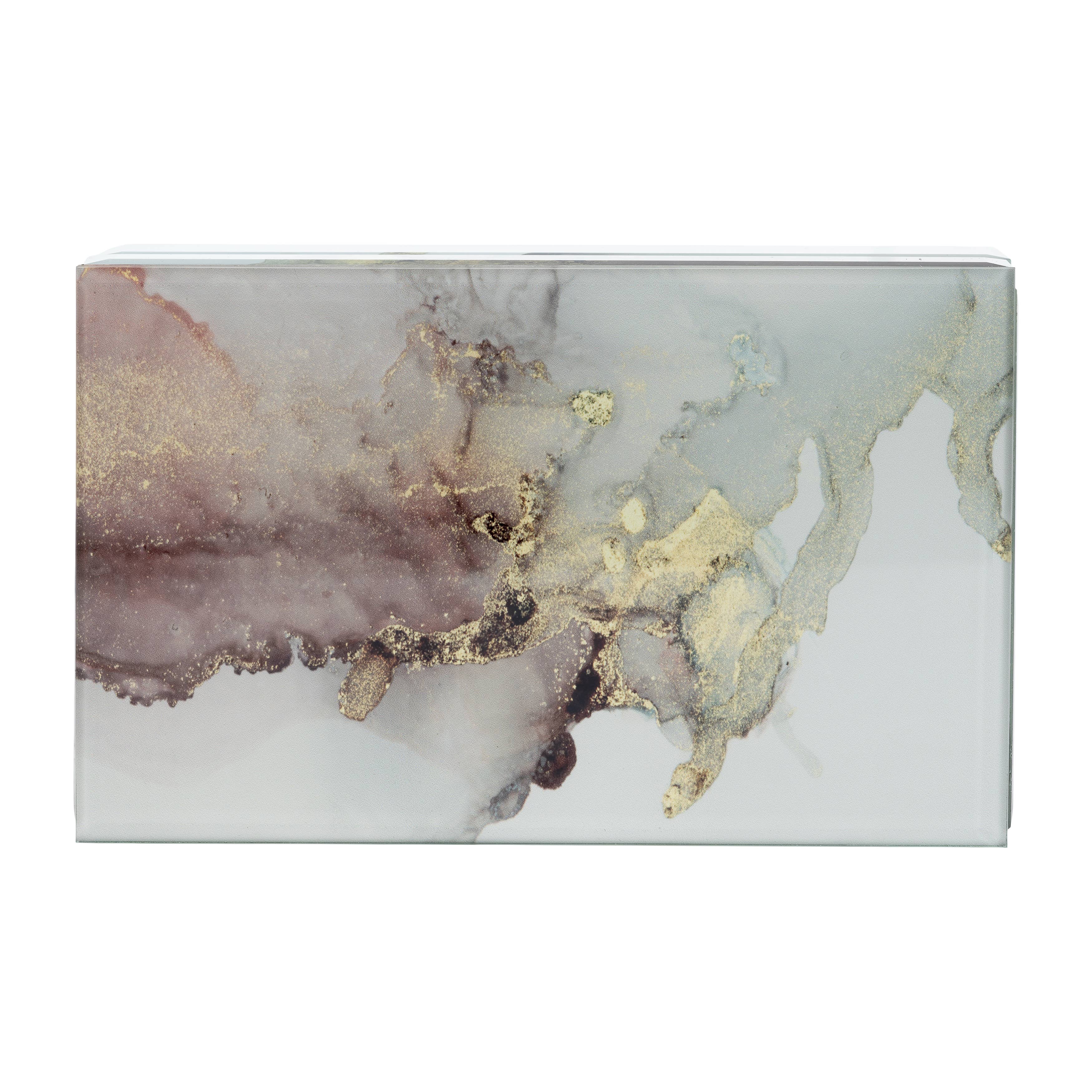 Sagebrook Home - Wholesale Decorative Box - Decorative Box - White/Beige/Gold Wood Abstract, 8x3 in.9