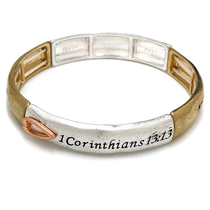 1 Corinthian 13:13 Faith Hope Love Stretch Bracelet for wholesale by Lunar Deer