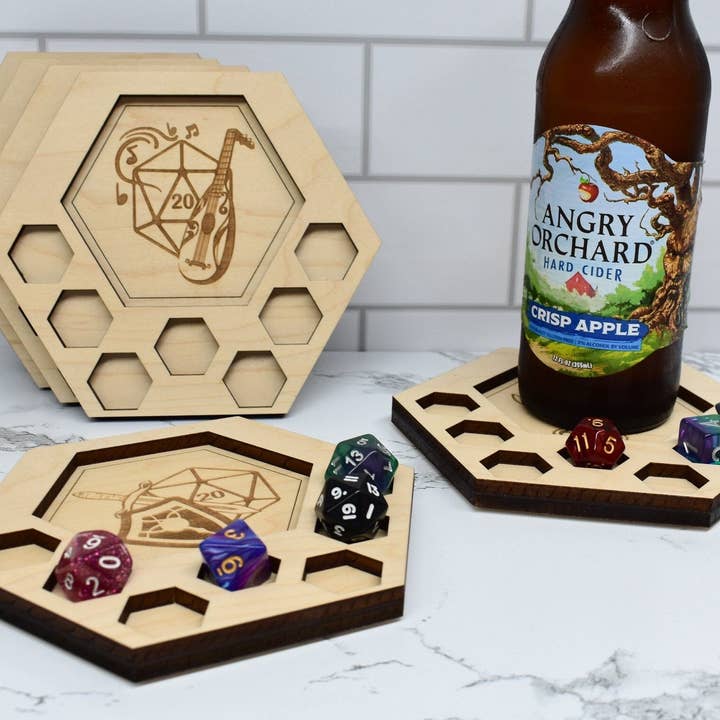 D&D Dice Tray Coasters, 23 Choices (14 Classes + Others) for wholesale by Freckled Lion Workshop
