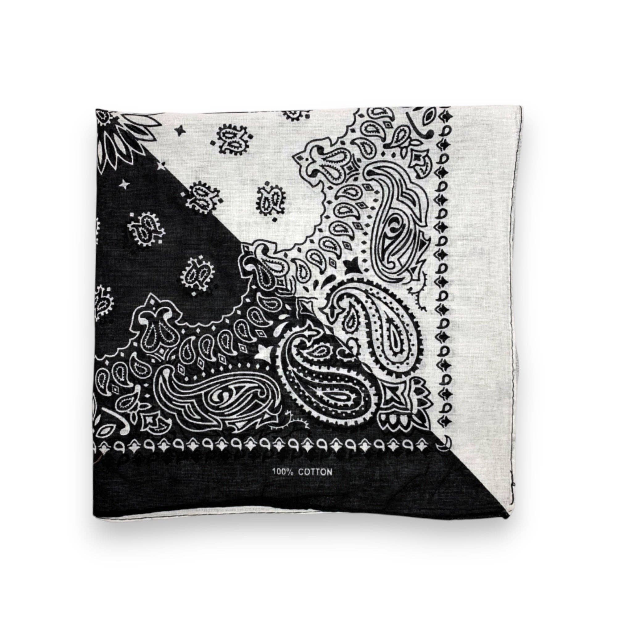Lili Scarves (US Duty Free) – wholesale Scarf – Unisex – Bandana Two-Tone Pure Cotton Paisley Print Square Scarf5
