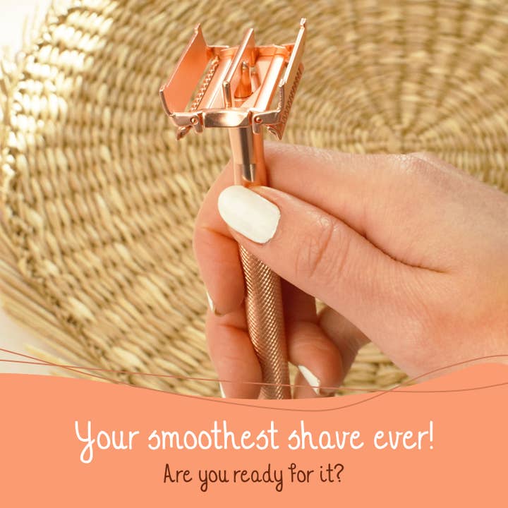 Bamboozy x Cosmeau – wholesale Razor – Safety Razor Butterfly with Stand · 20x Platinum blades14