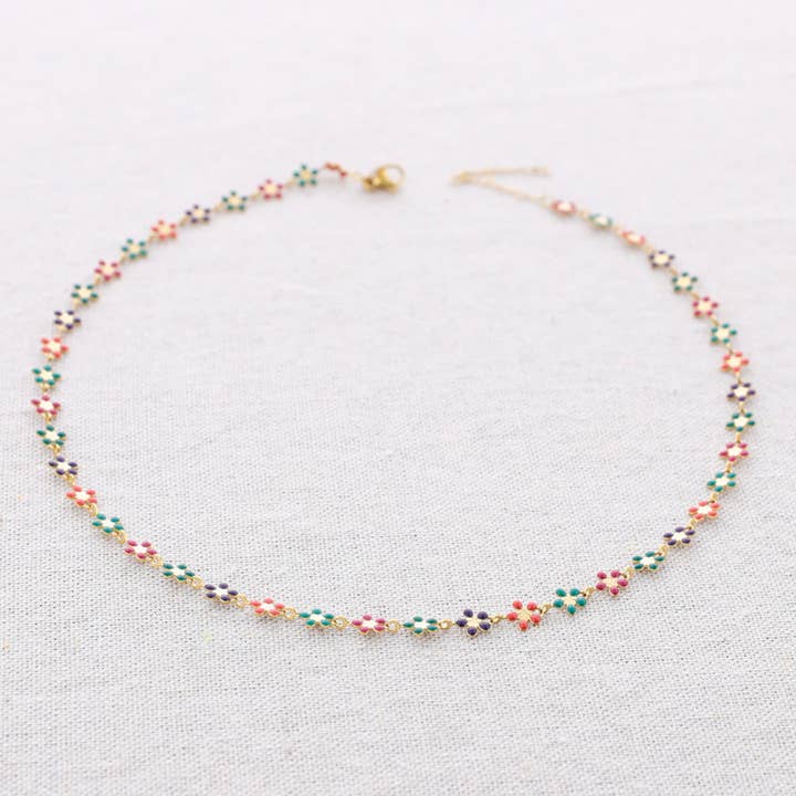 Collana in acciaio smaltato con fiori per la vendita all'ingrosso da parte di Sonata