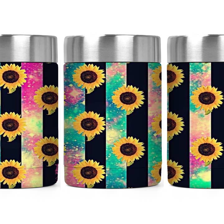 Pink and Green Sunflower Gradient Tumbler Koozie for wholesale by BreakOut Outfitters
