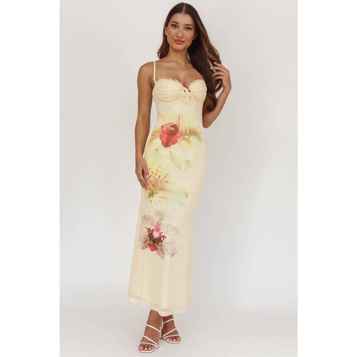 FLORAL BODICE MAXI DRESS / ST4017H15 for wholesale by One and Only Collective
