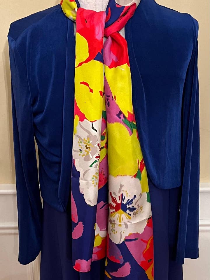 In Full Bloom Silk Scarf, Shawl for wholesale by Pangborn Collection