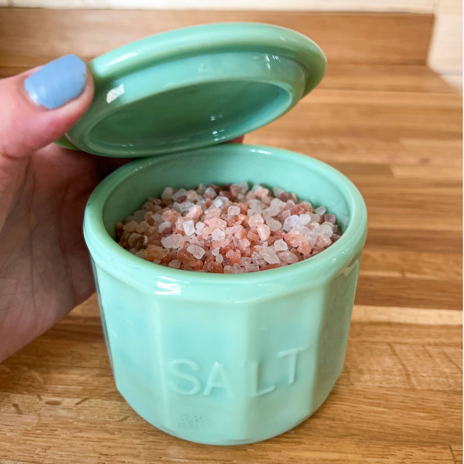 TableCraft Products Company - Wholesale Salt Mill - Jadeite Glass Collection Salt Cellar With Lid3