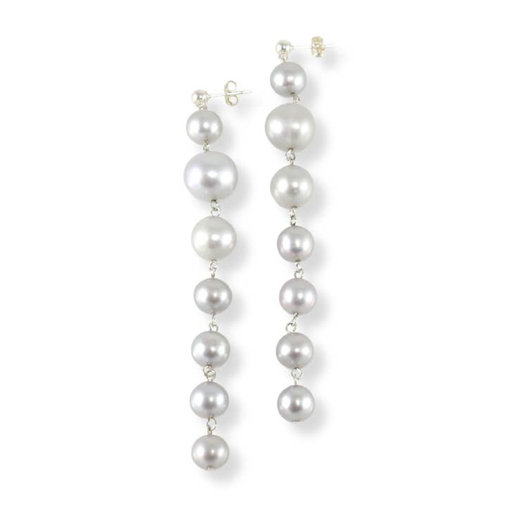 Waterfall Earrings in Grey Pearl for wholesale by Riina Mettas Jewelry
