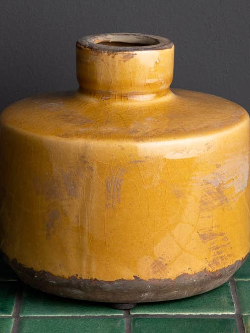 Wide bottle vase mustard for wholesale by Chehoma USA