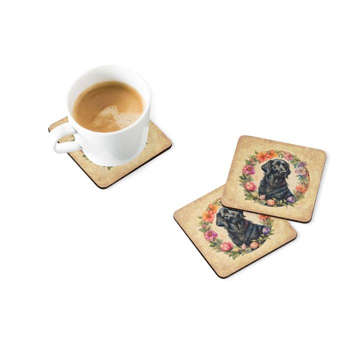 Caroline's Treasures - Wholesale Coasters - Flat-Coated Retriever and Flowers Foam Coaster Set of 4 DAC