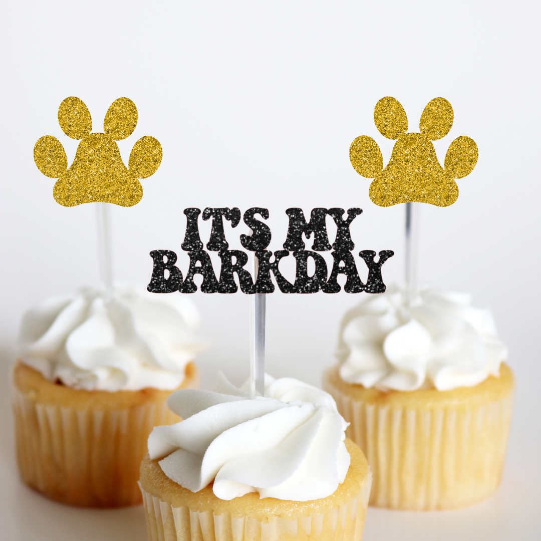 Ninalem's Party - Wholesale Cake/Cupcake Topper - Its My Barkday Cupcake Toppers- Dog Birthday0