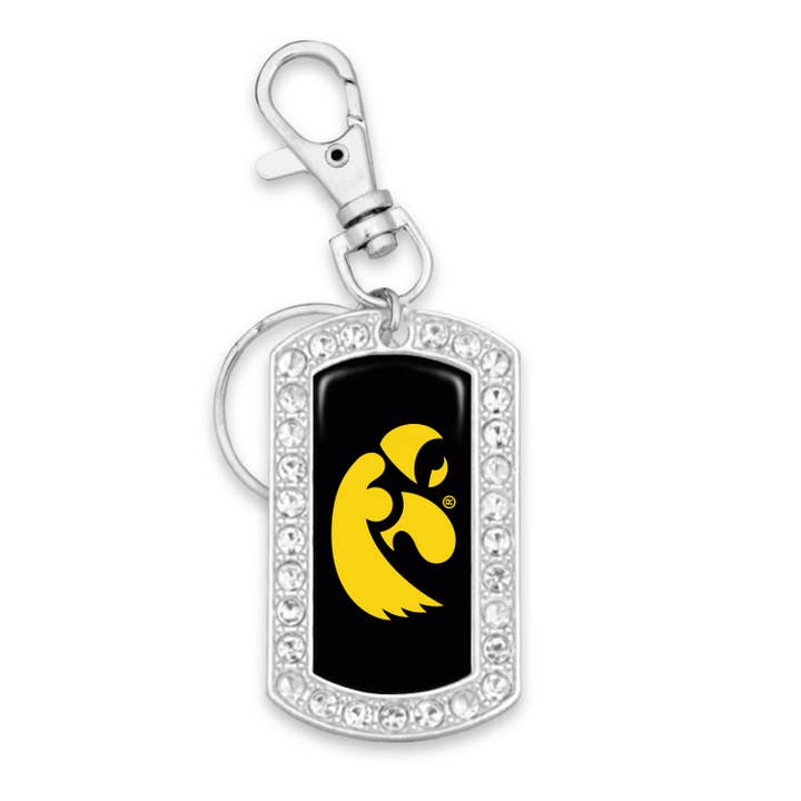 Iowa Hawkeyes Crystal Dogtag Key Chain for wholesale by From The Heart