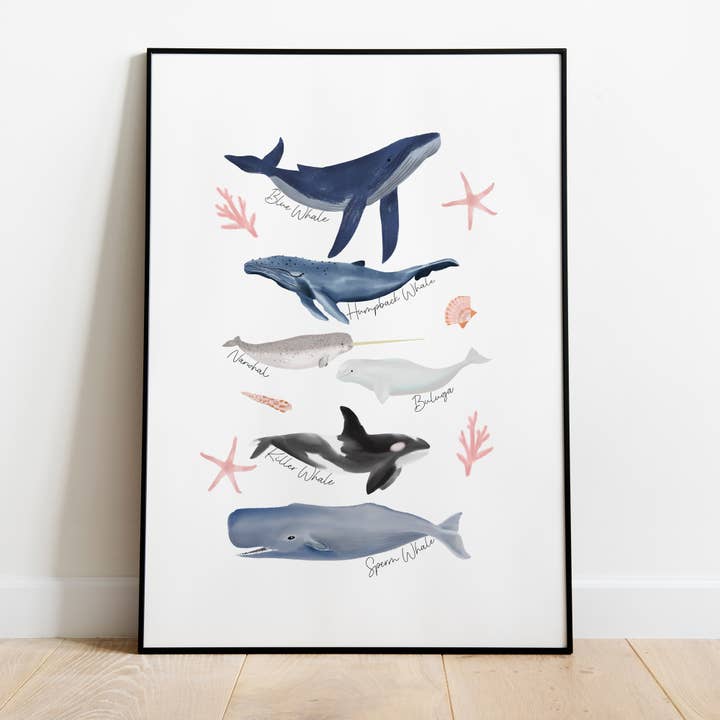 Whale Nursery Art Print for wholesale by Moonbean Designs