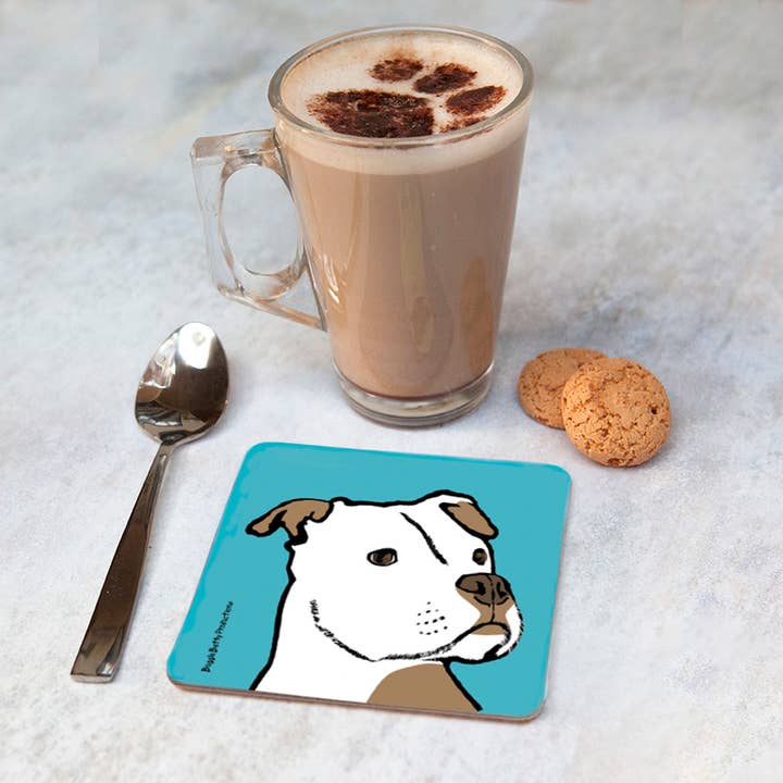 Staffie Glasunderlägg uppsättning 2 för wholesale av Buggle Betty Productions