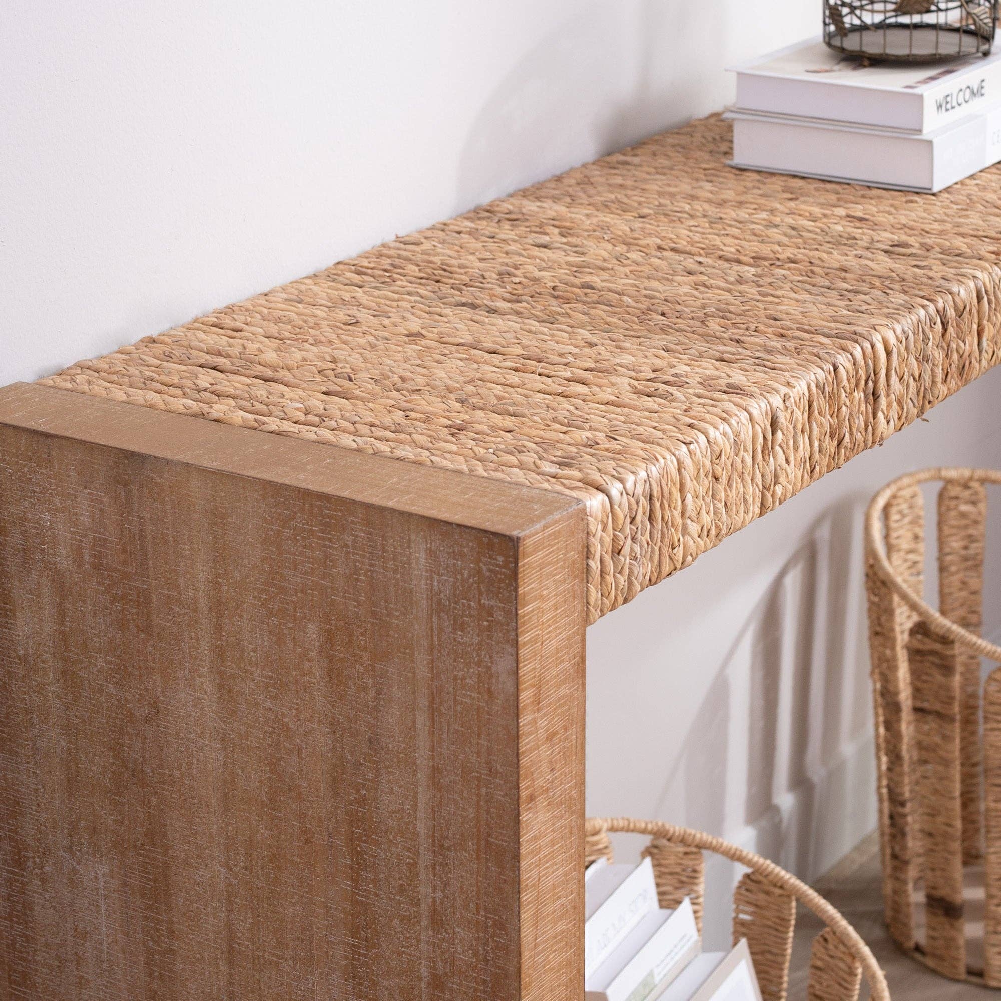 39F Inc. - Vente Console - Console en herbe de mer naturelle de 69" L (dessus tissé à la main)8