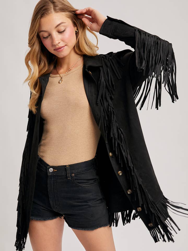 Bluivy - Wholesale Jacket - Women's - VEGAN SUEDE FRINGED JACKET0