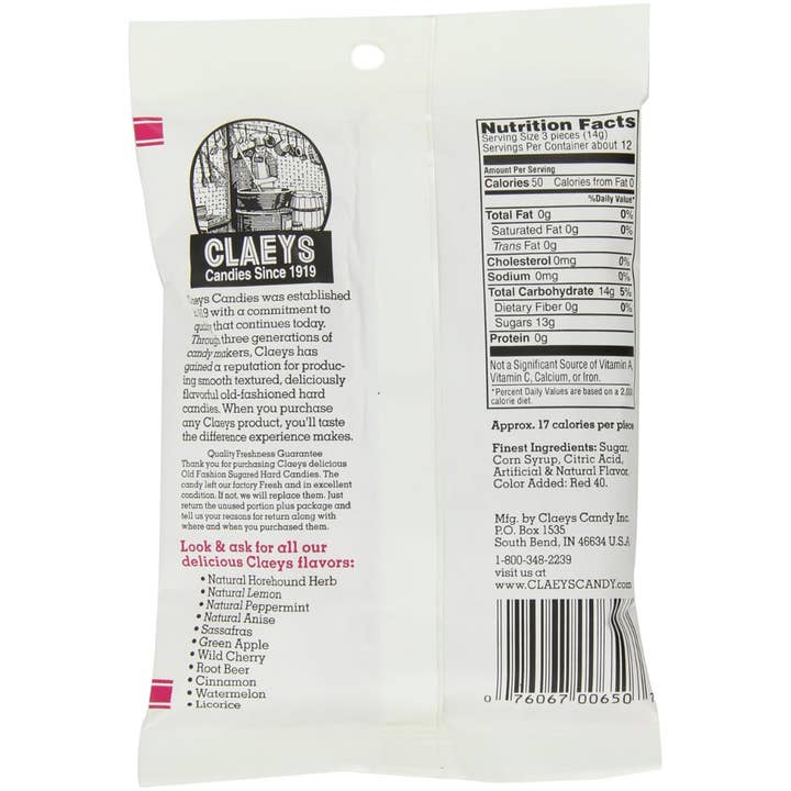 Candy Barn Express - Wholesale Hard Candy - Claeys Old Fashioned Hard Candies - Wild Cherry - 12 Ct.1