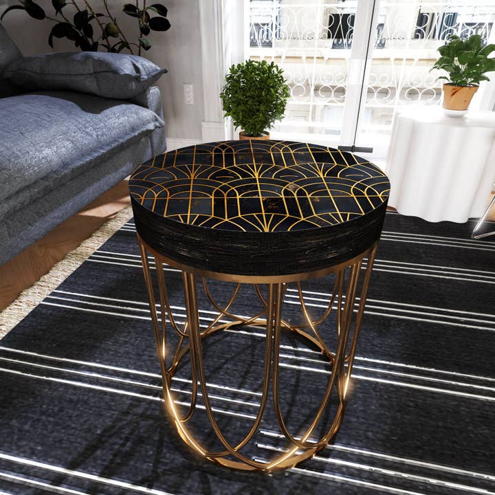 Elegant Black Gold Accent Table | Modern Geometric Indoor Outdoor Side Table for wholesale by TX USA Corporation