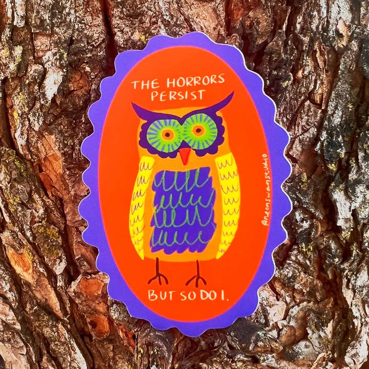 Owl Meme Sticker for wholesale by Neon Swan Studio LLC