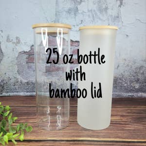 Wholesale 18 OZ Sublimation Glass Cans Blanks Frosted with Bamboo