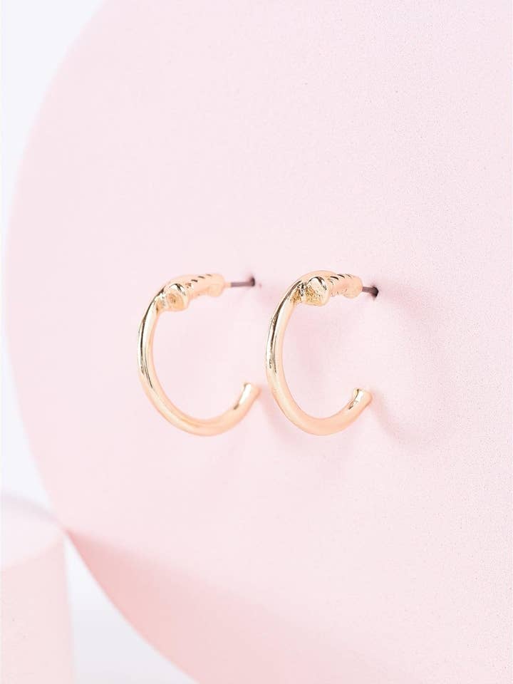 "Gold Nail" Small Hoop Earrings for wholesale by Tasha Apparel Wholesale