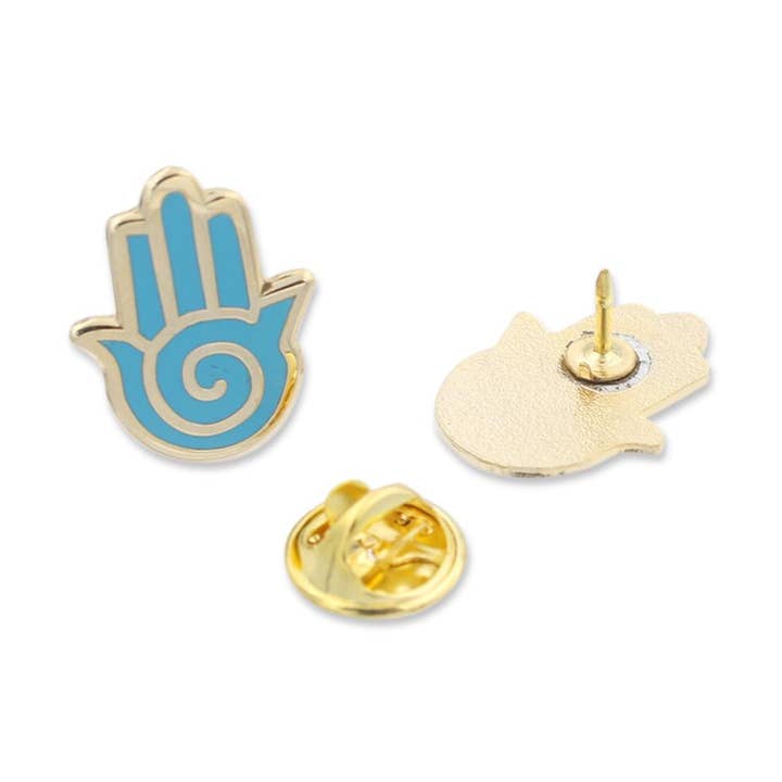 Mão da Deusa Lucky Hamsa Symbol Pino de lapela de esmalte duro por atacado de WizardPins