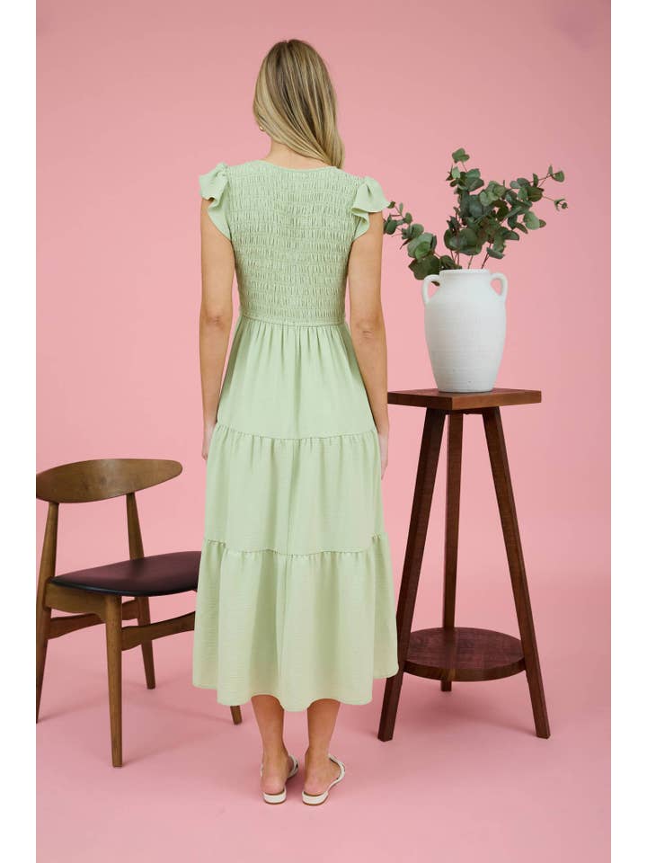 MINE - Wholesale Dress - Women's - FLUTTER SLEEVE MAXI DRESS5