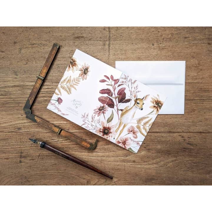 Fawn With Flora Notecard for wholesale by ALICIA'S INFINITY