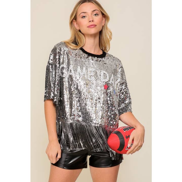 Paperdoll - Wholesale Blouse - Women's - Game day sequin fringe top4