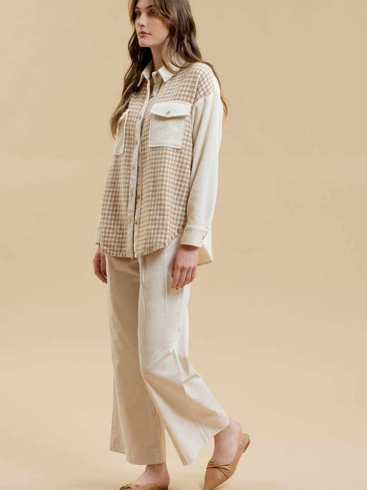 Blu Pepper – wholesale Jacket – Women's – COLORBLOCK HOUNDSTOOTH SHACKET10