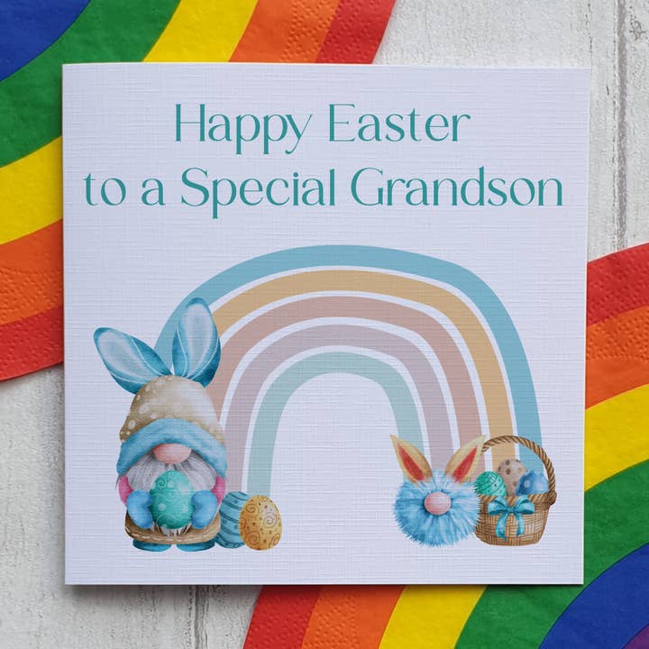 Easter Card for Grandson - Rainbow Gonk for wholesale by TM Giftware