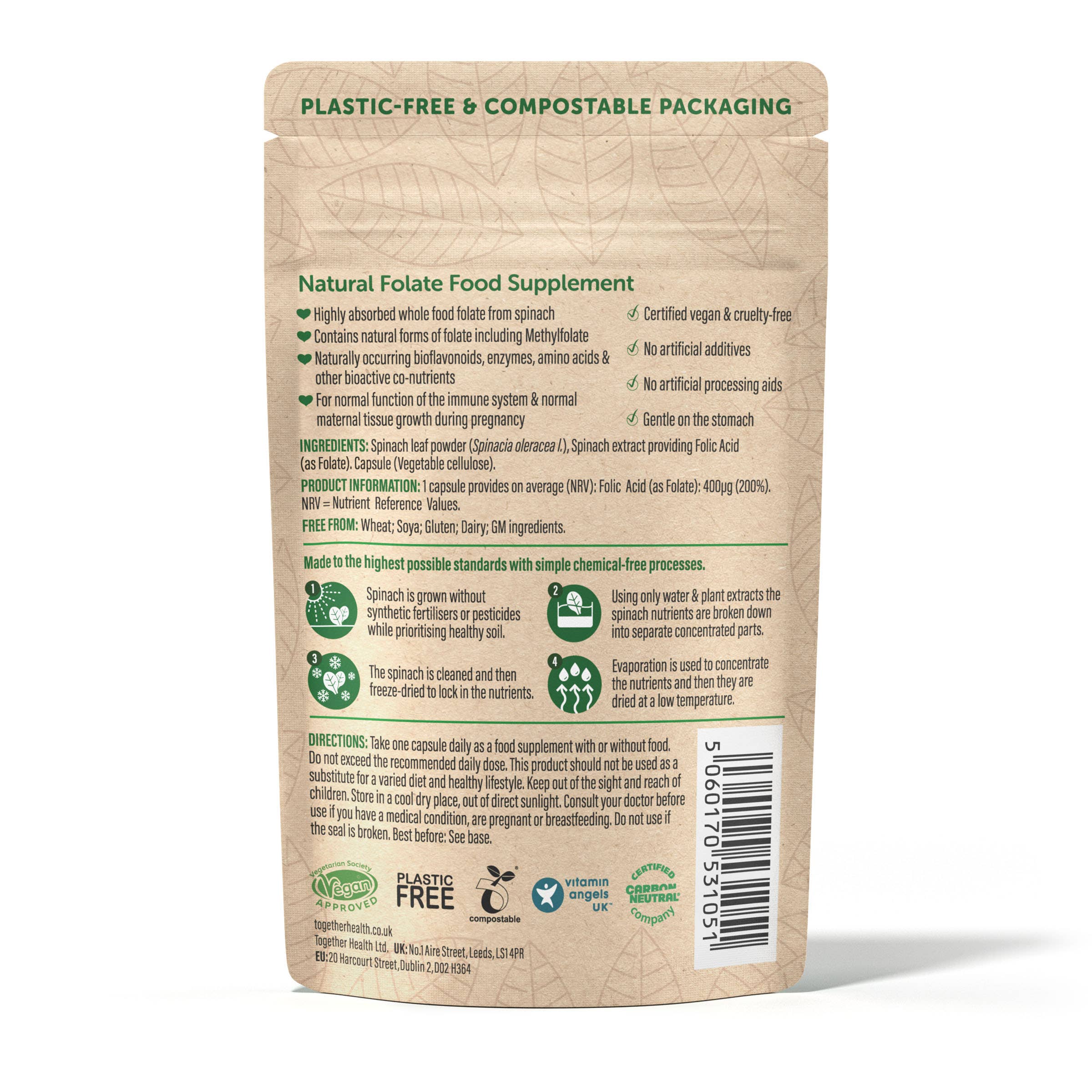 Together Health – wholesale Oral supplement/vitamin – Folate – Natural Alternative to Folic Acid – 30 Capsules1