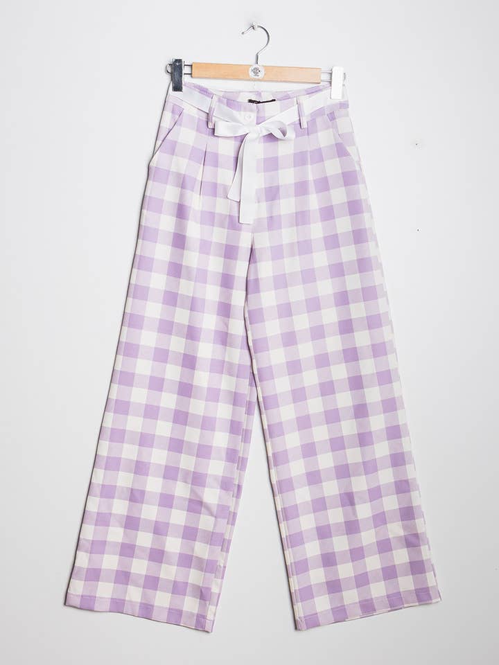Plaid wide leg pants - 9792 for wholesale by EASY MODE