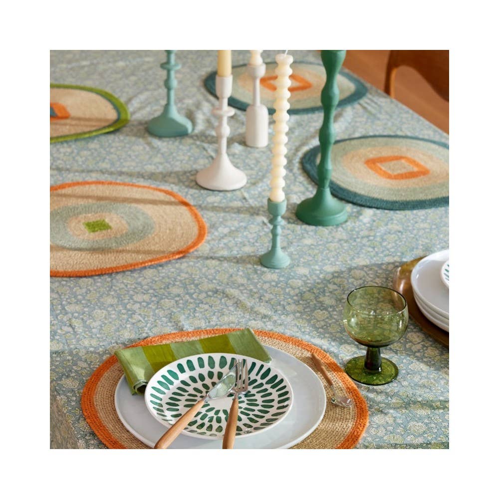 Bonheur du Jour - Vendita all'ingrosso Tovagliette - Set di tovagliette Mada in rafia arancione e blu3