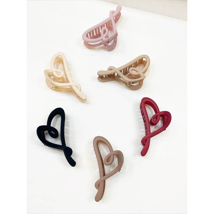 MIX COLOR Matte Heart Hair Claw Clip for wholesale on Faire