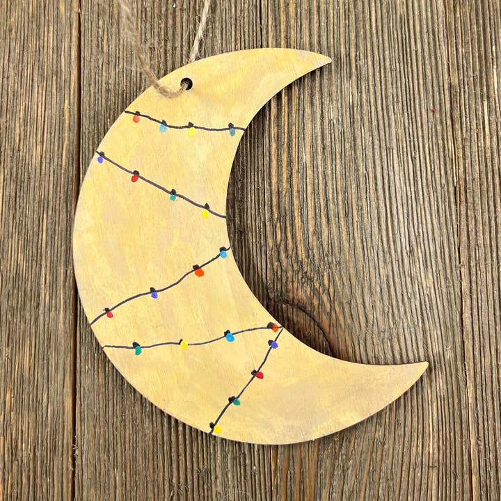 Moon with Christmas Lights Ornament Set for wholesale by Butter Makes Me Happy