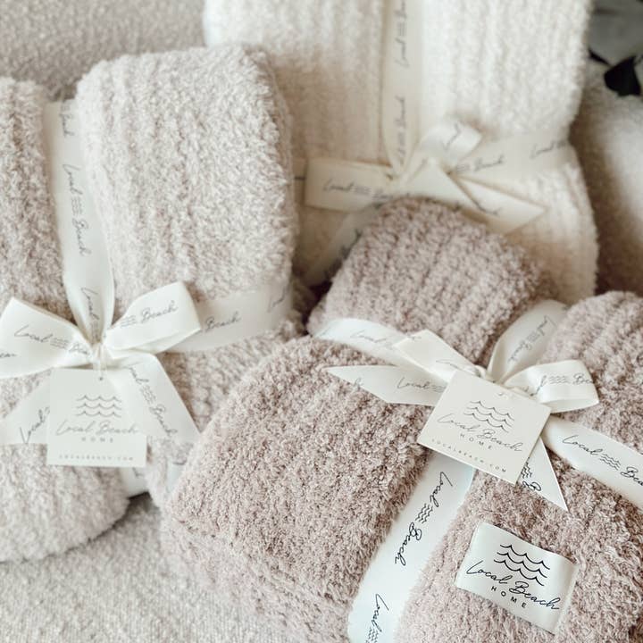 Local Beach - Wholesale Throw Blanket - Solid Ribbed Luxe Home Cozy Blanket