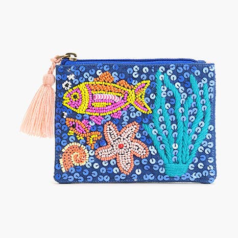 America & Beyond - Wholesale Coin Purse - Women's - Ocean Bliss Hand-Beaded Coin Pouch0