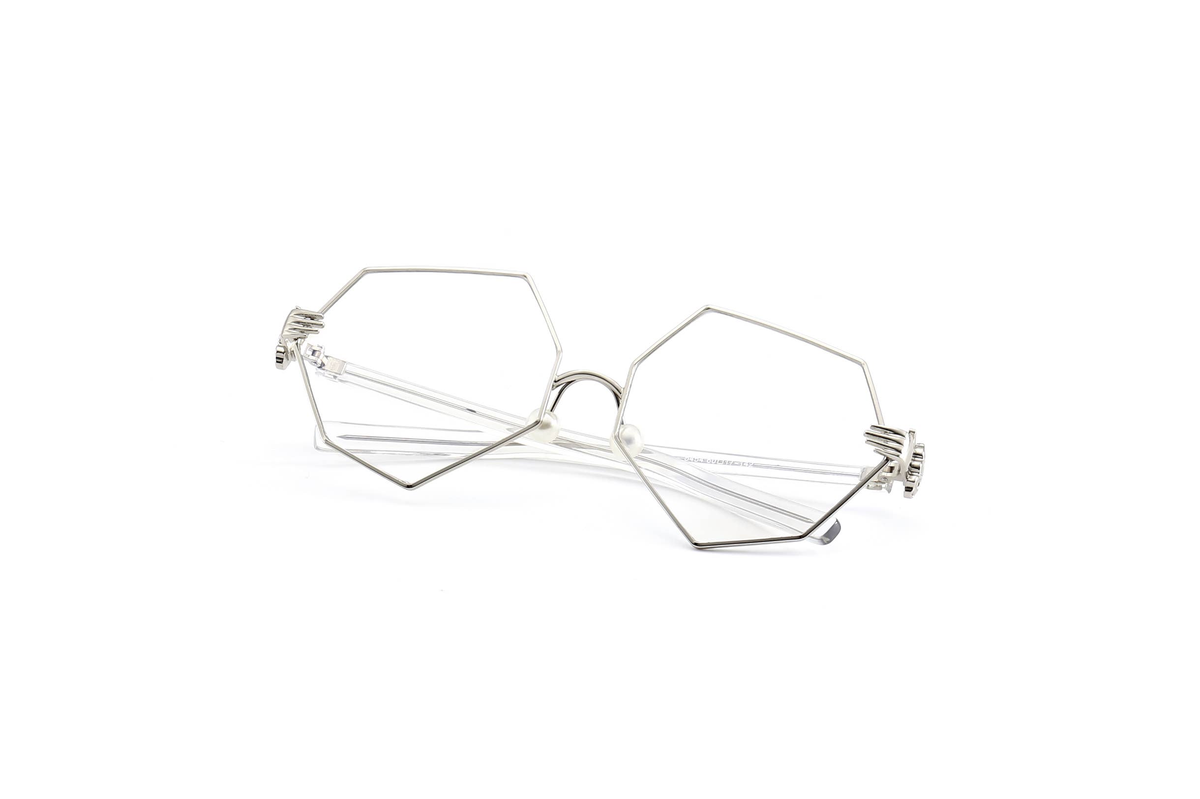 Trio Trading - Wholesale Eyeglasses - Women's - UV400 Clear Lens Glasses Irregular Design CL001OBO 6