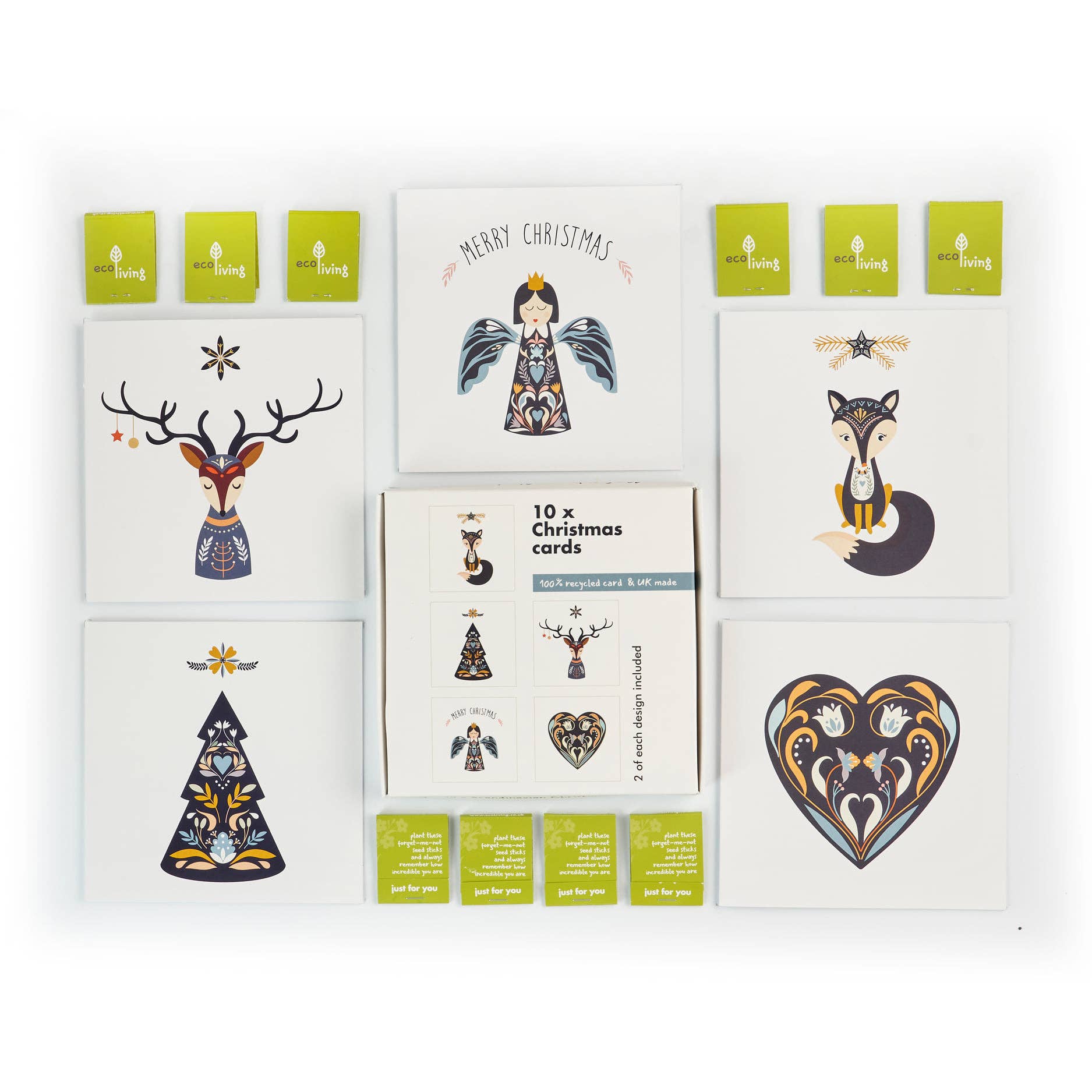 ecoLiving - Wholesale Christmas Card - 10 Recycled Christmas Cards - 10 Trees Planted (FSC )2