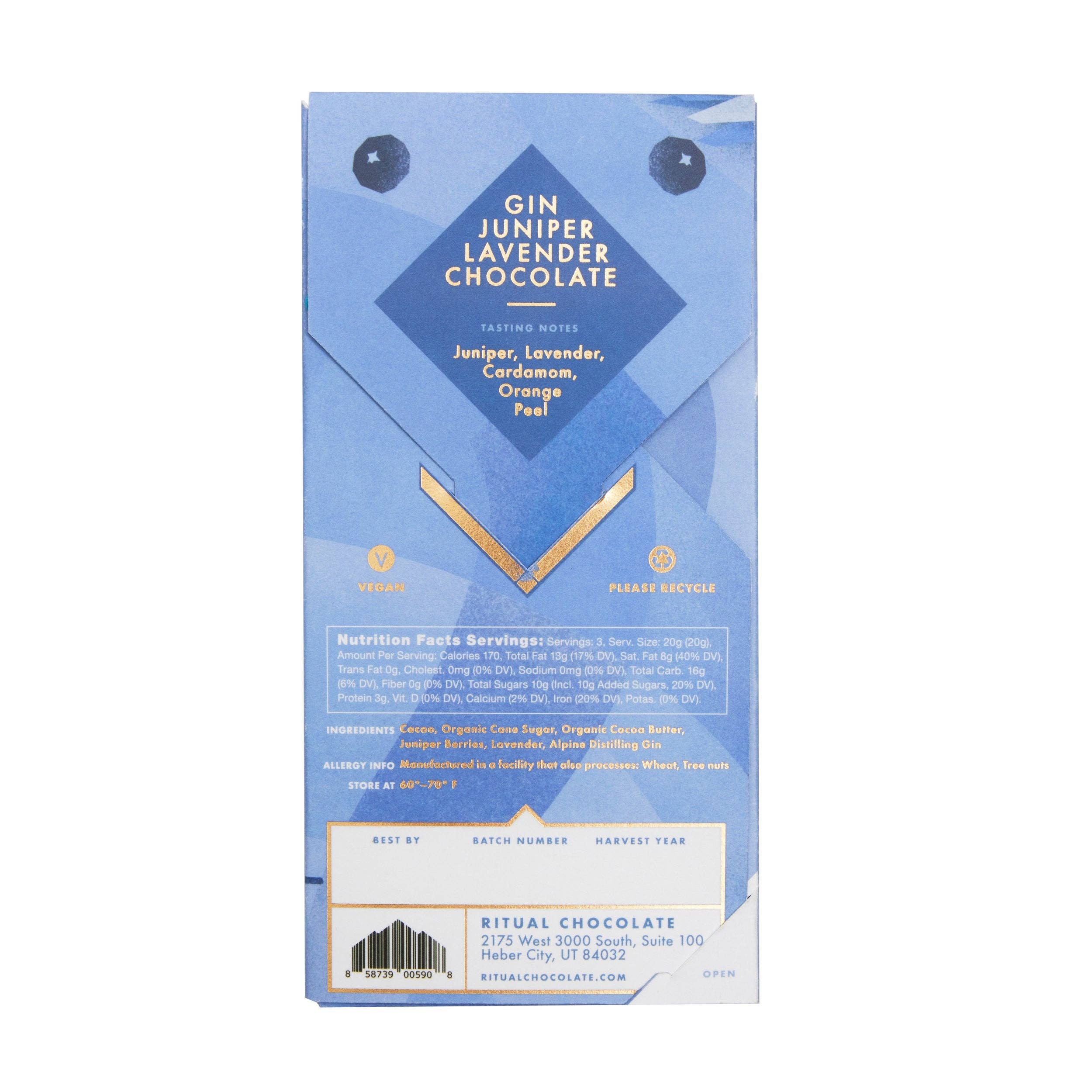 Ritual Chocolate - Wholesale Chocolate Bar - Gin Juniper Lavender  1