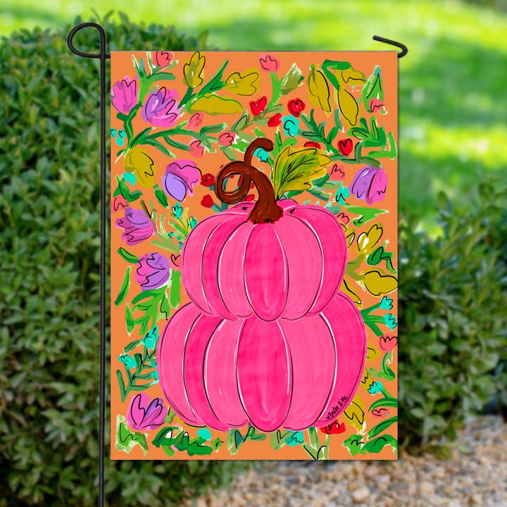 Pink Pumpkin in Bloom Garden Flag for wholesale by Baxter & Me