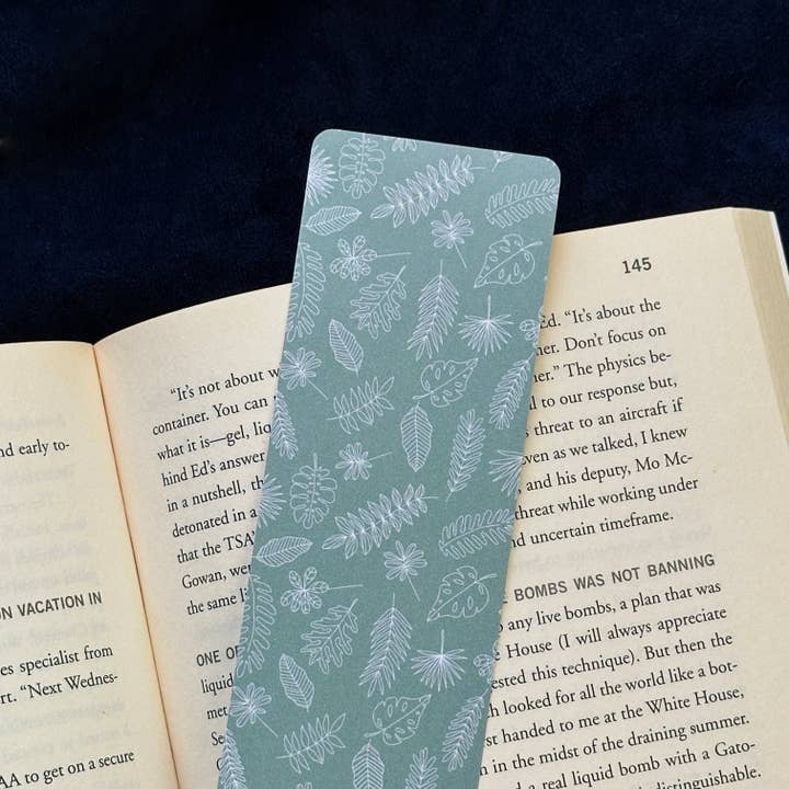 Hand-drawn Green Leaves Laminated Bookmark for wholesale by Jessika with a K Studios