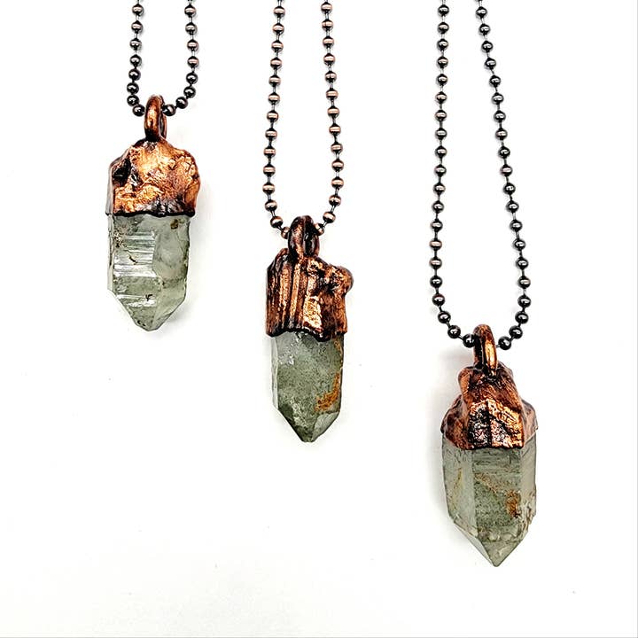 Collar de Cuarzo Lemuriano Fantasma Verde Fantasma / Cadena de Bolas para venta al por mayor de MergingMetals